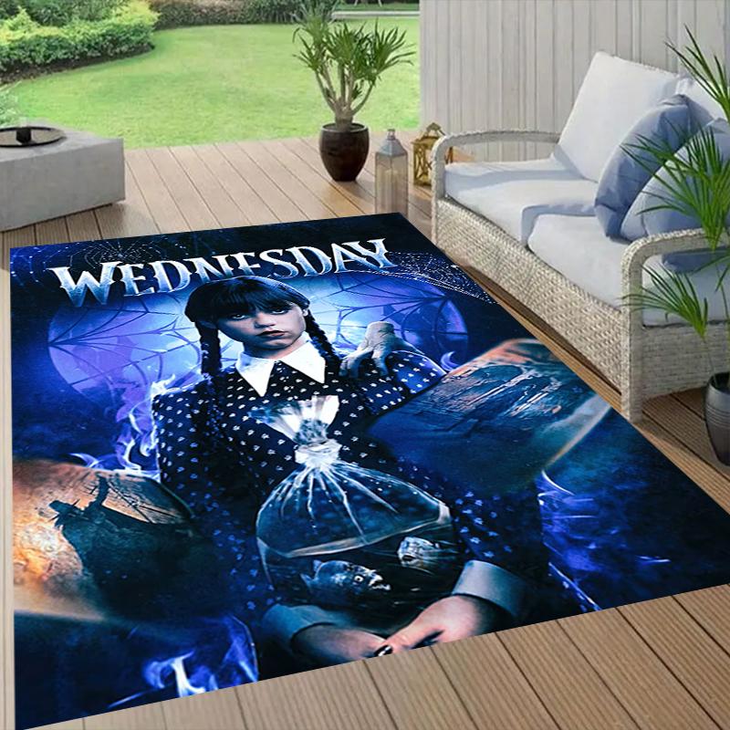Wednesday Addams Style Crystal Velvet Rug, Soft Anti‑Slip Crystal Velvet Carpet for Living Room Bedroom Home Decor