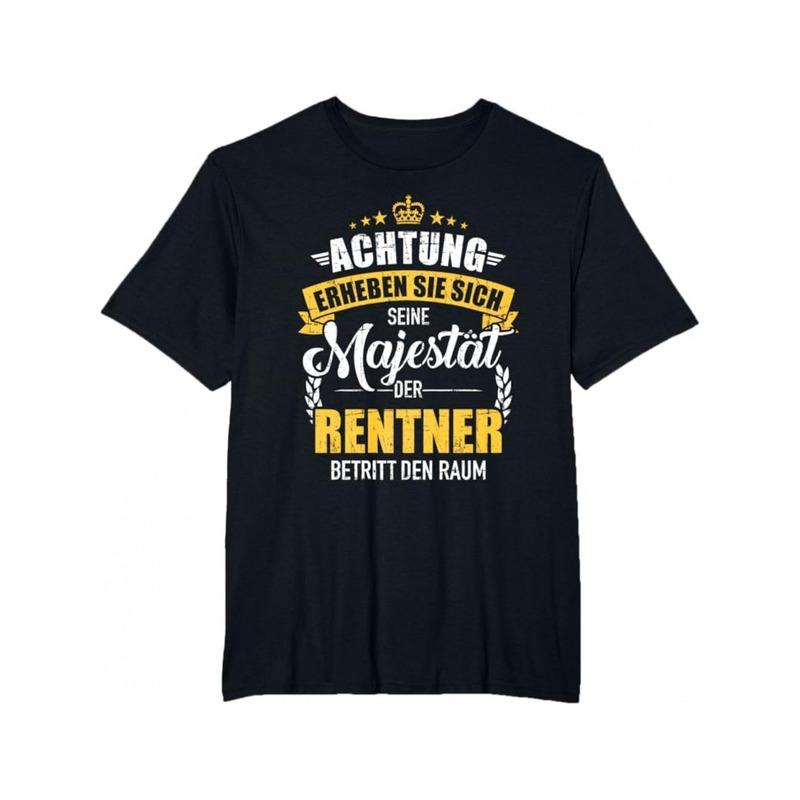 Men'S Funny Retirement T-Shirt | Black Crew Neck Short Sleeve Tee with German Text - Lightweight, Machine Washable, Casual Leisure Apparel for