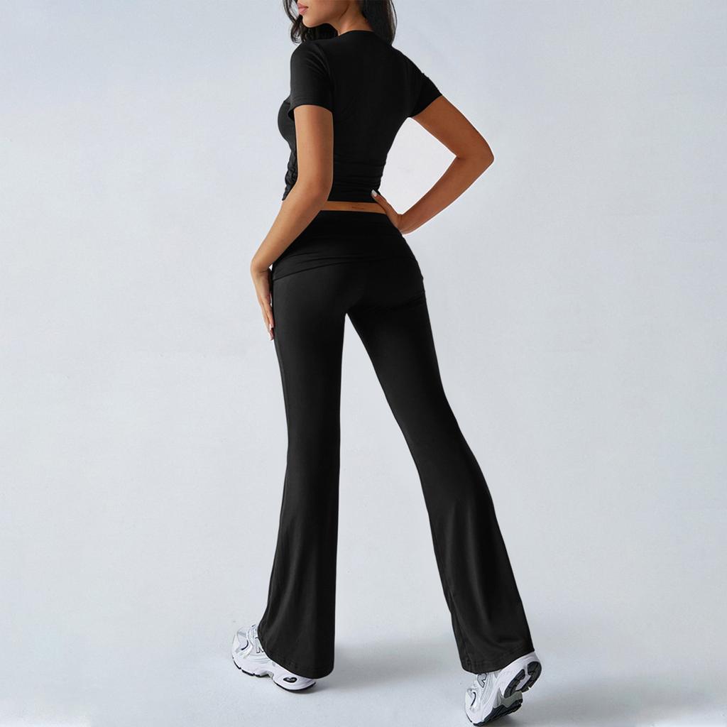 Women's Solid Color Casual Top And Pants Fashion Two-piece Set