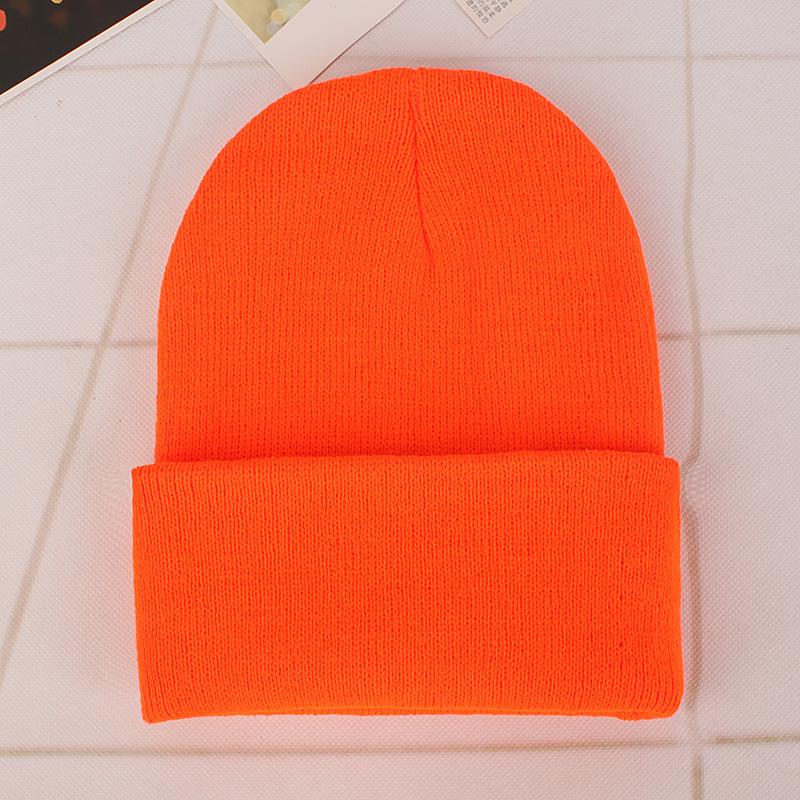 Unisex Fluorescent Acrylic Beanie – European and American Candy Color Knit Hat for Autumn and Winter