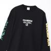Champion Long Sleeve Crew Graphic Logo Print Men's T-Shirt, Basic, C3-Z411, Black, 100% Cotton, Neck,