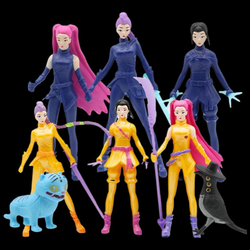 5pcs8pcs/Set Anime Kpop Demon Hunters Action Figure Toy Derpys Tiger Rumi Mira Zoey Sussy Figurine Collection Doll For Fans Gift