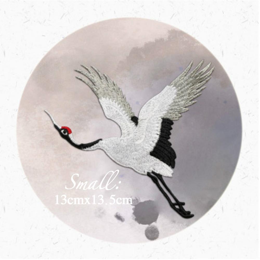 Chinese Style Patches for Clothing Embroidery Applique Sew On Red-crowned Crane Birds Decor DIY Embroidered Stickers for Clothes