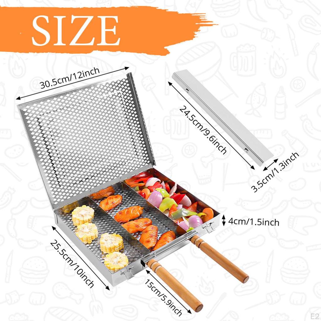 Grillkorb BBQ Fisch Grillen bewegliche Trennwände tragbares Clipnetz für Party