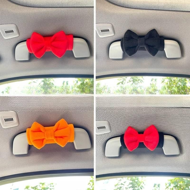 Bow Car Roof Handle Cover Anti Slip Protective Sleeve for 4 Piece Set Soft Comfortable Car Interior Decor for Girls