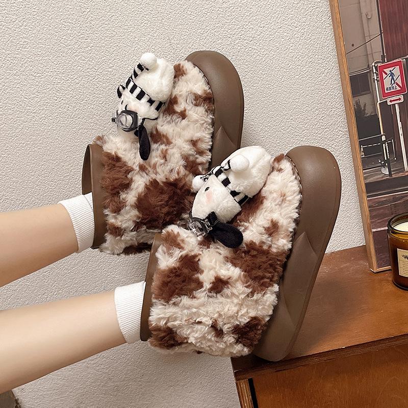 Warm Fleece Milk Fufu~ Korean Cute Head Puppy Snow Boots Winter Fleece Thickened Warm Short Cotton Boots