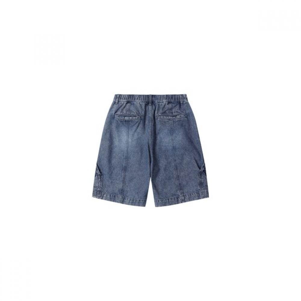 Customellow Blue Double Knee Denim Shorts Cwpam25372bux