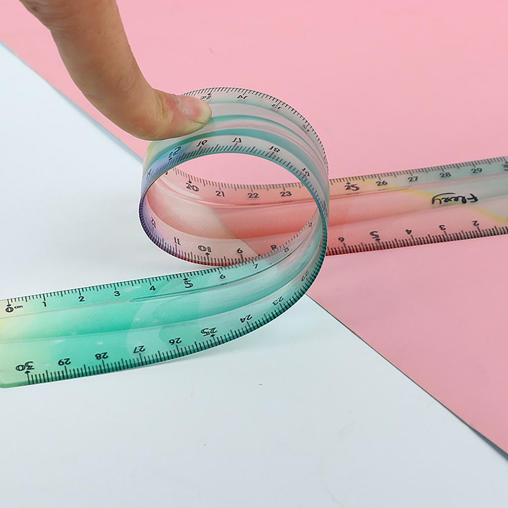 4Pcs Plastic Ruler Set Flexible Ruler Soft Bendable Ruler Foldable Ruler with Triangle Ruler Protractor Straight Ruler