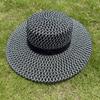 Women'S French Style Black And White Hollow Flat Top Straw Hat Summer Temperament Sunshade Protection Fashionable Top Hat