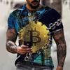Spring Summer T-shirts Men O Neck Short-sleeved Bitcoin 3D Printed T-shirt Street Trend Oversized Top