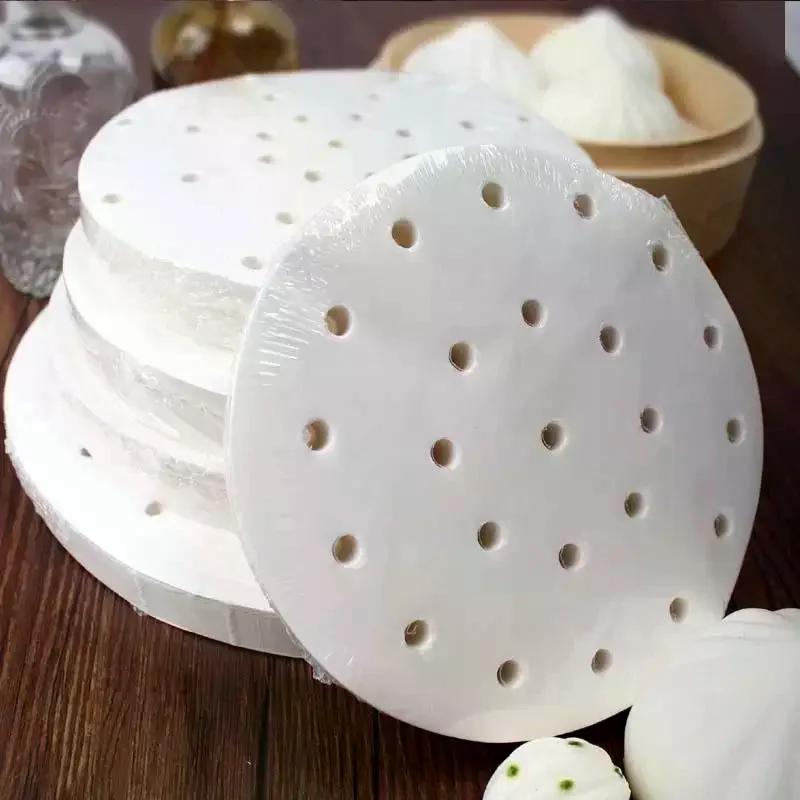 100pcs Steamer Pad Paper Air Fryer Baking Paper Non Stick Silicone Oil Steamer Paper One-Time Use Non-Stick Oil Paper