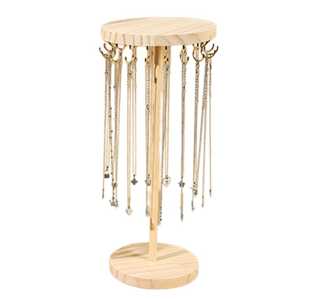 Fashionable Adjustable Sturdy Wood Necklace Holder Creative Jewelry Display Stand Portable for Space Saving Storage