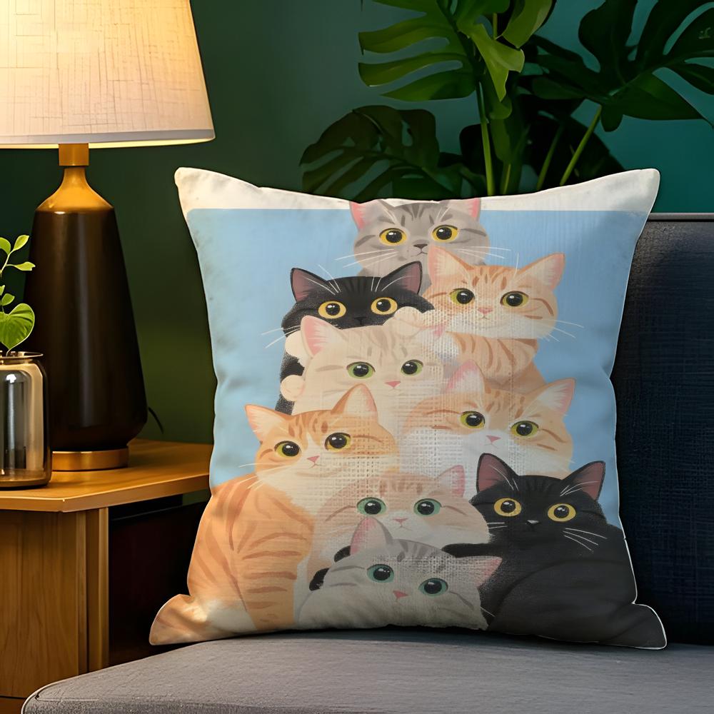 Funny Cute Cat Peeking Out Pillow Case Natural Linen Pillow Case DoubleSided Decor Sofa Pillowcase Home Decor