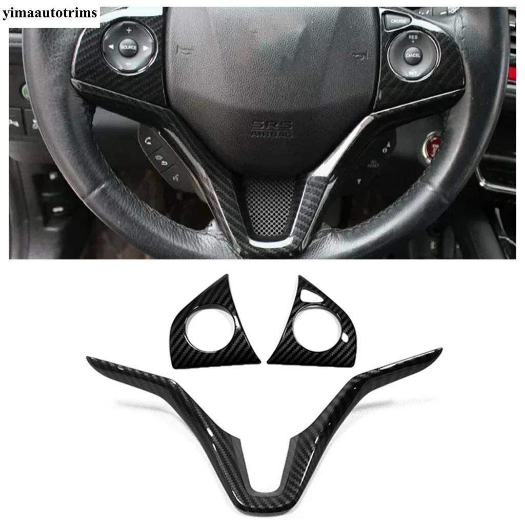 For Honda Vezel HR-V 2014 - 2025 ABS Carbon Fiber Car Steering Wheel Button Frame Decoration Cover Trim Accessories Interior