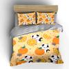 Cat and Orange Cartoon Pattern Bedding Duvet Cover Set  (1*Duvet Cover 2*Pillowcases, Without Duvet Insert)
