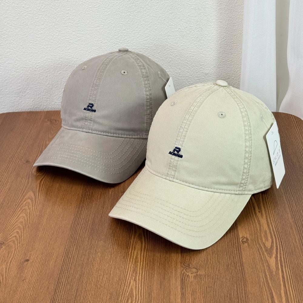 Fashion Hat Korean Big Head Hat Versatile Retro Simple R Letter Baseball Cap Male and Female Couples Student Fashion Cap