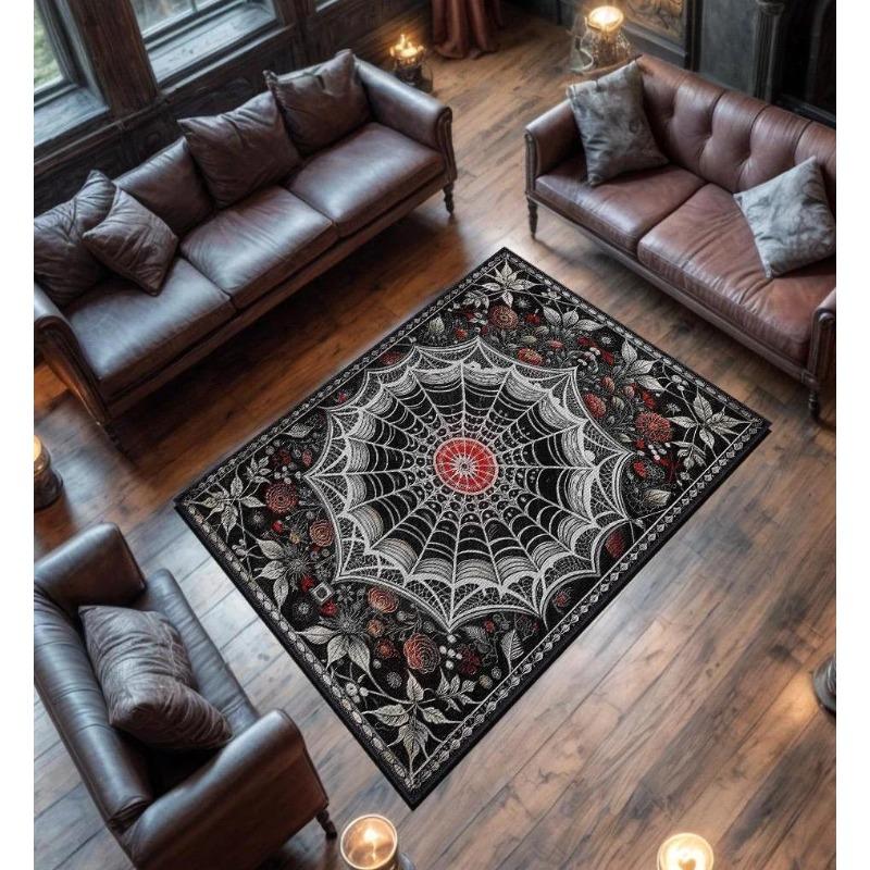 

Spider Web Rug For Gothic Home Decor Black Red Living Room Gothic Rug Spider Web Bath Mat Gothic Doormat Spooky Dark Floral Rug 40x60cm