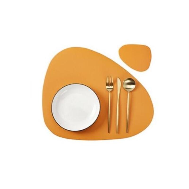 1/4/10 Sets Black Faux Leather Placemats & Coasters Set Round Oval Dining Table Mats for Home Christmas Gift Placemats Sets