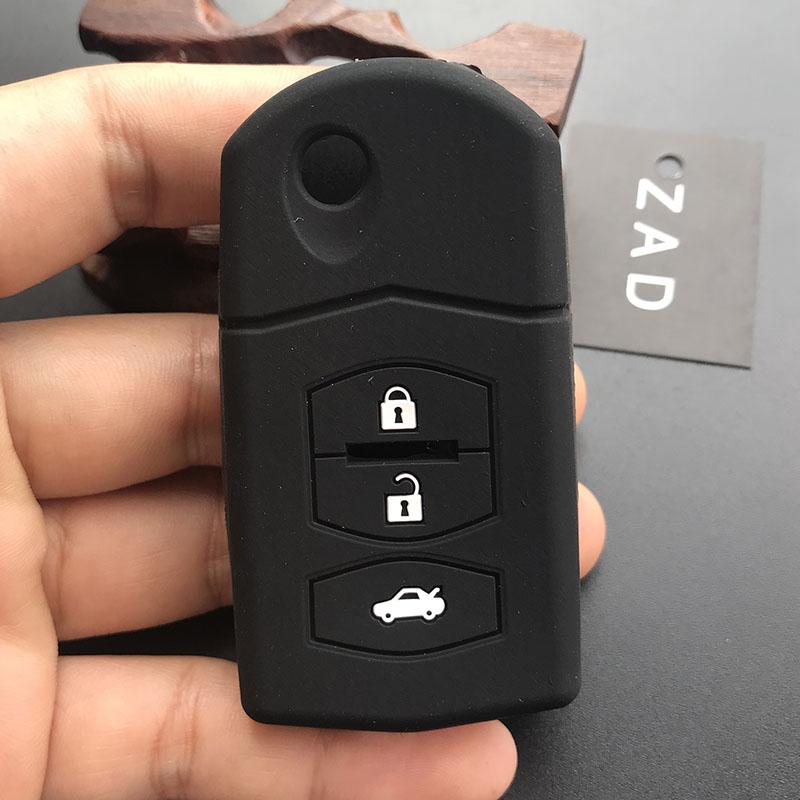 

Silicone car key cover case for MAZDA 3 5 6 CX-5 CX-7 CX-9 Housing Miata MX-5 MPS SP23 3 button floding key чорний