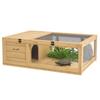 Casa para Tortugas, Casa de Madera para Reptiles Pequeños, con Techos de Malla, Paneles Laterales, para Tortugas, Lagartos, Geckos y Serpientes