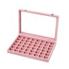 Soft-Lined Jewelry Storage Tray with 48 Sections, Adjustable Dividers, and Clear Cover for Dresser or Drawer Storage