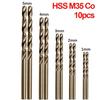 10pcs 1-5mm Drill Bit Set HSS M35 Cobalt Straight-shank Drill Round Shank For Opening Stainless Steel Iron Aluminum