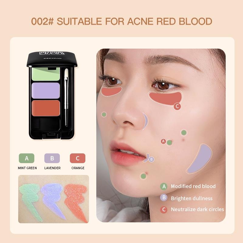 GECOMO Paleta Korektorów 3 Kolory Pełne Krycie Krycie Cieni pod Oczami Trądzik Rozjaśnianie Skóry Kremowy Korektor