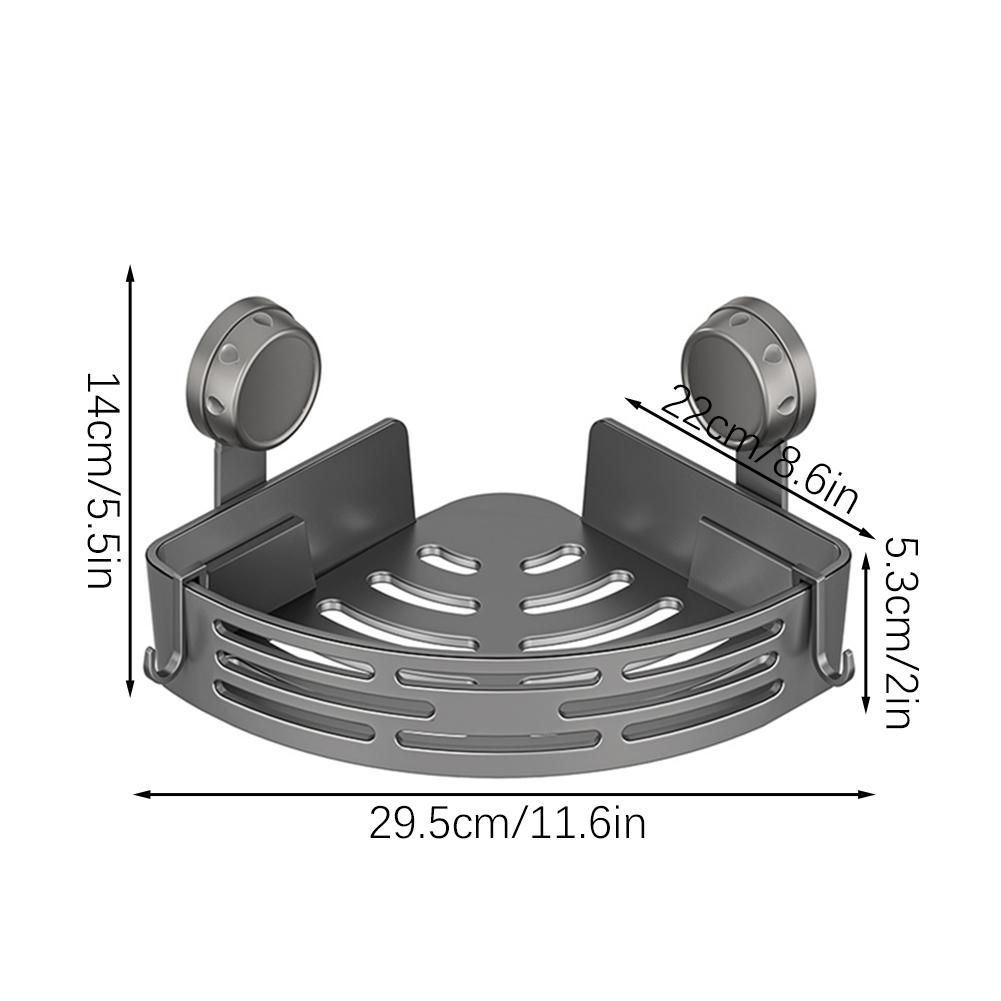 Shower Suction Cup Triangular Baskets No-Drill Wall Mounted Storage Basket Self Drain Easy Cleaning Organiser Bathroom Storage