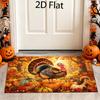 2D Flat Thanksgiving Turkey Theme Door Mat, Home Entrance Festive Decor Carpet, Autumn Harvest Print Non-Slip Mat, Absorbent Quick-Dry Machine Washabl