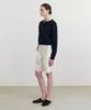 Step Around Front Tuck Bermuda Cotton Pants_Cream