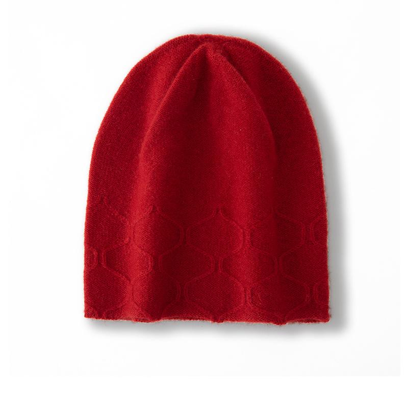 Damen 100% Reiner Kaschmir Beanie Mütze Geometrisches Strickmuster Winter Warm Weich Slouchy Skullies Mütze Kaltwetter-Accessoire