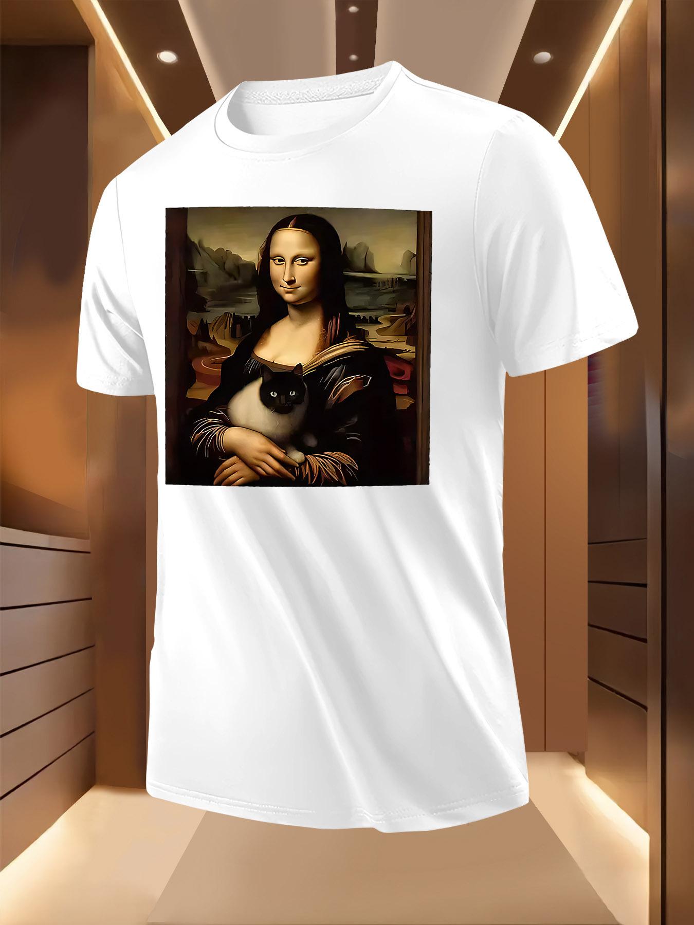 Mona Lisa Print Tshirt - Breathable Lightweight Polyester XXXXL