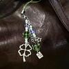 Cute Four Leaf Clover Keychain Bag Earphone Cover Pendant Decoration Kawaii Mobile Phone Lanyard Home Decoration Accessories