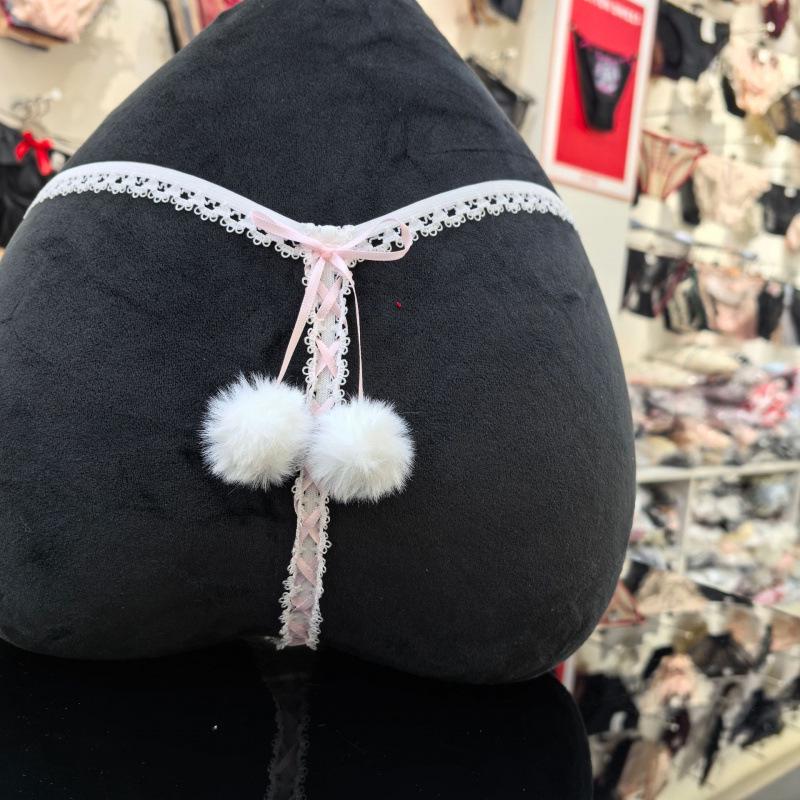 Women's Sexy Red Christmas Thong with Pom-Pom