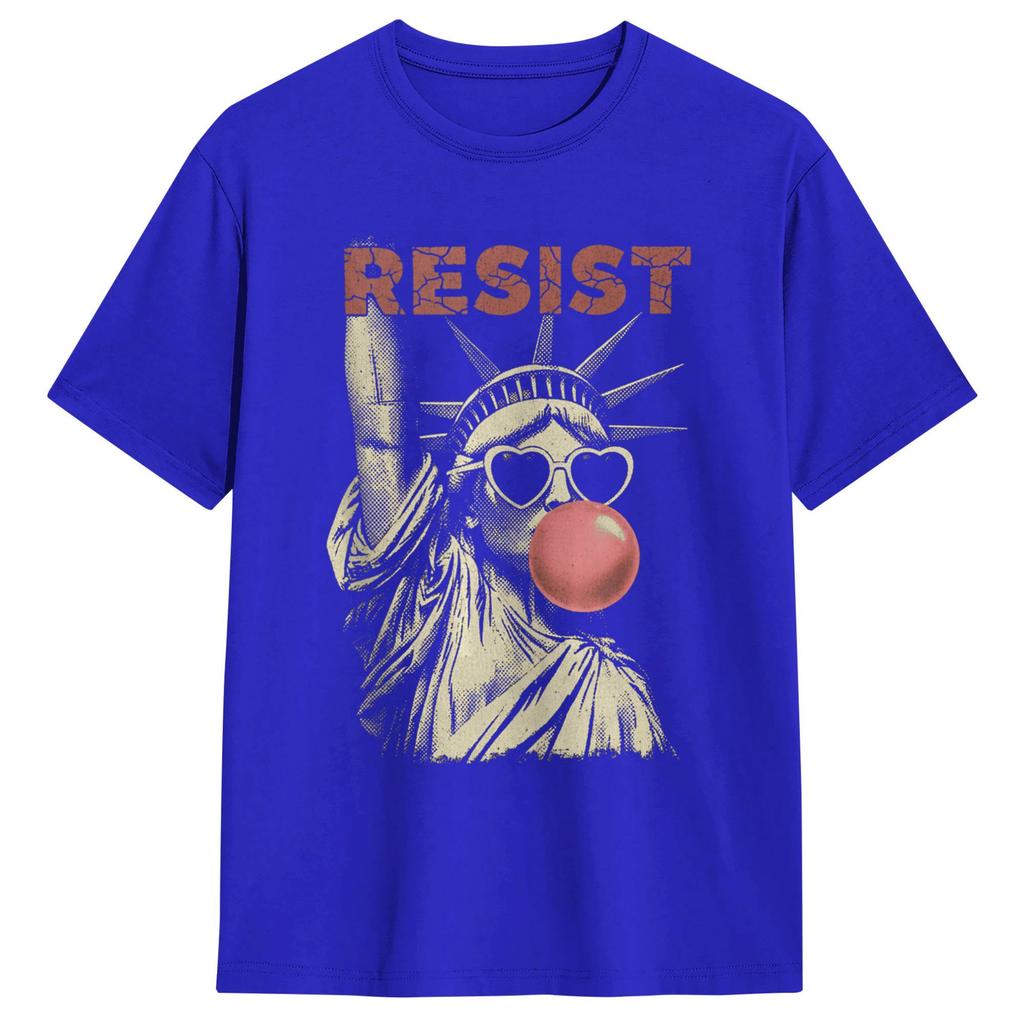 Resist Statue Liberty Bubblegum Equality Retro Edgy Protest TShirt Unisex Cotton Tees O Neck Short Sleeve T Shirt New Arrival Tops