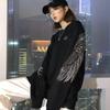 Women's Oversized Rhinestone Wings Hoodie - European Style Autumn/Winter 2021 Trend