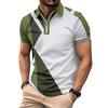 2025 New Men's Lapel Fashion Slim Color-blocking POLO Shirt Casual Versatile Loose Zipper Pullover