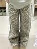 Retro Leopard Print Washed Denim Jeans - Autumn 2025 Loose, Slimming, Casual Straight-Leg Pants