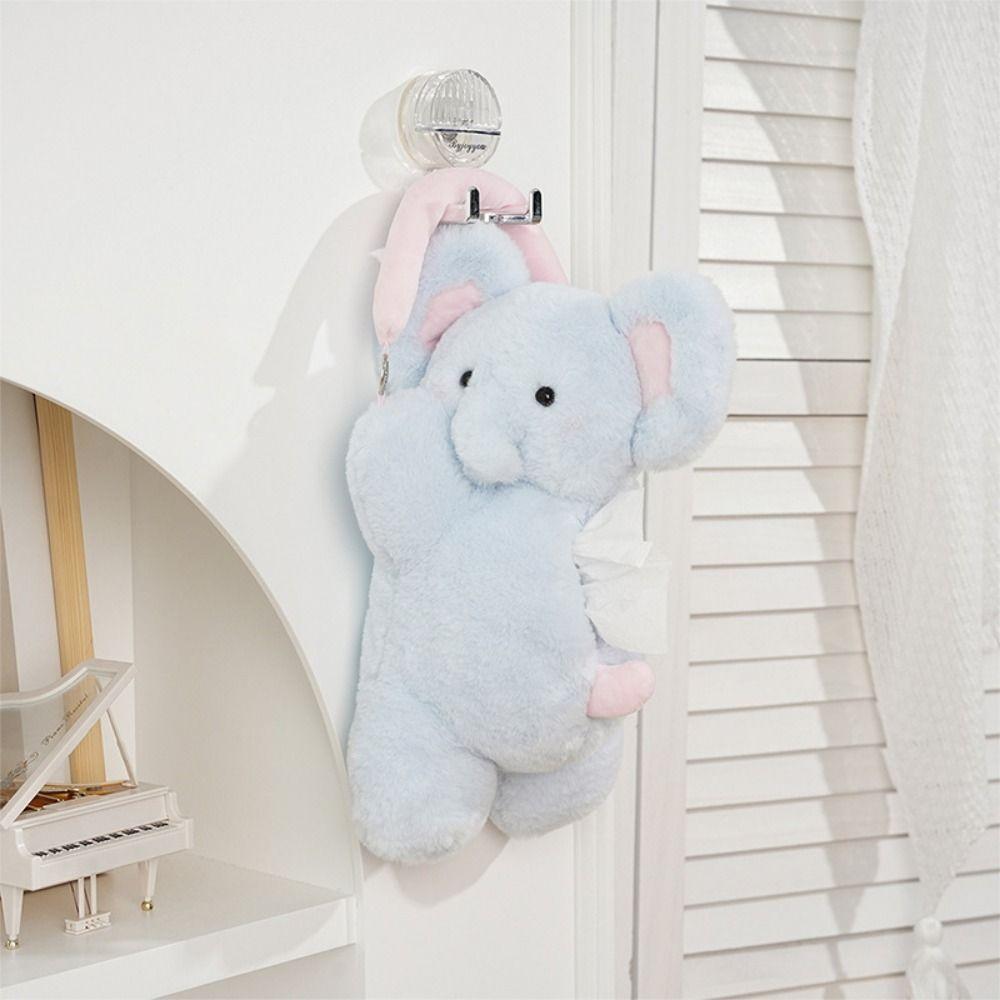 Animal Shape Plush Napkin Box Soft Wall Hanging Napkin Dispenser  Backseat Use
