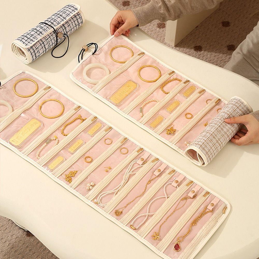 Foldable Travel Jewelry Storage Box Roll Style Jewelry Storage Bag  for Necklace Earrings