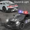 1:32 911 Dakar Police Car Model Toy Alloy Body Sound Light Pull Back Doors Opened Sports Cars Models Toys Boys Birthday Gifts