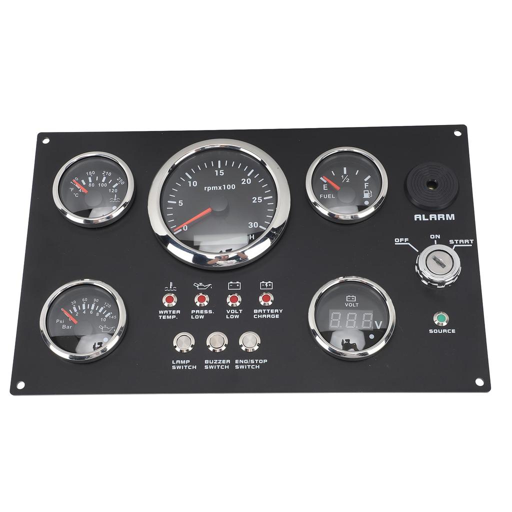 85mm Instrument Panel Gauge Set 24V 0 to 3000RPM Water Temperature Oil   Oil Pressure with Key for Boat Yacht
