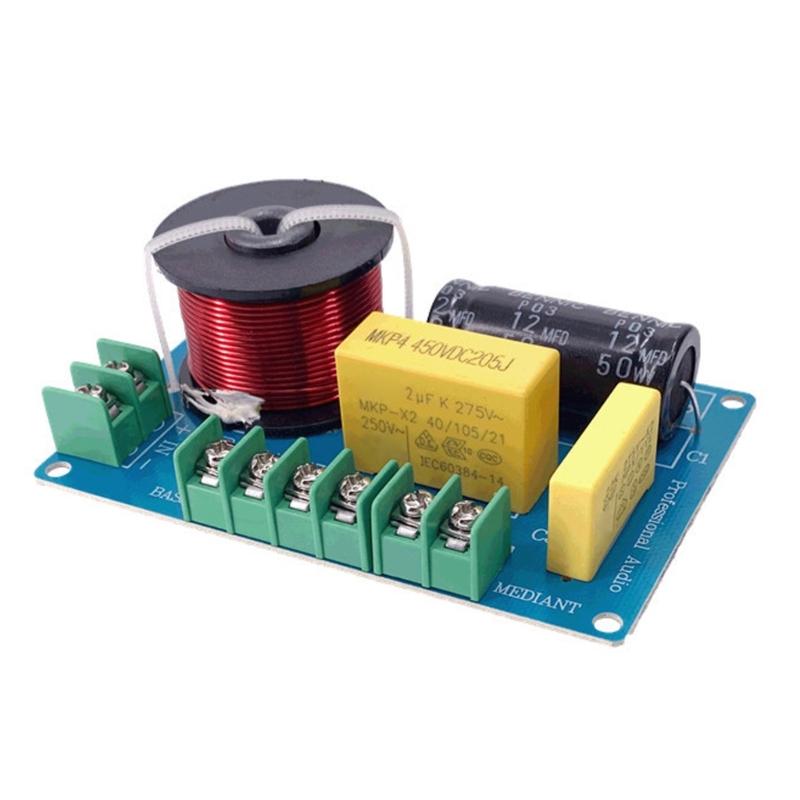 2 Pieces 3-Way Audio Frequency Dividers HiFi Filter Circuit Board Stereo Speaker Crossover Filters Treble/Alto/Bass 200W