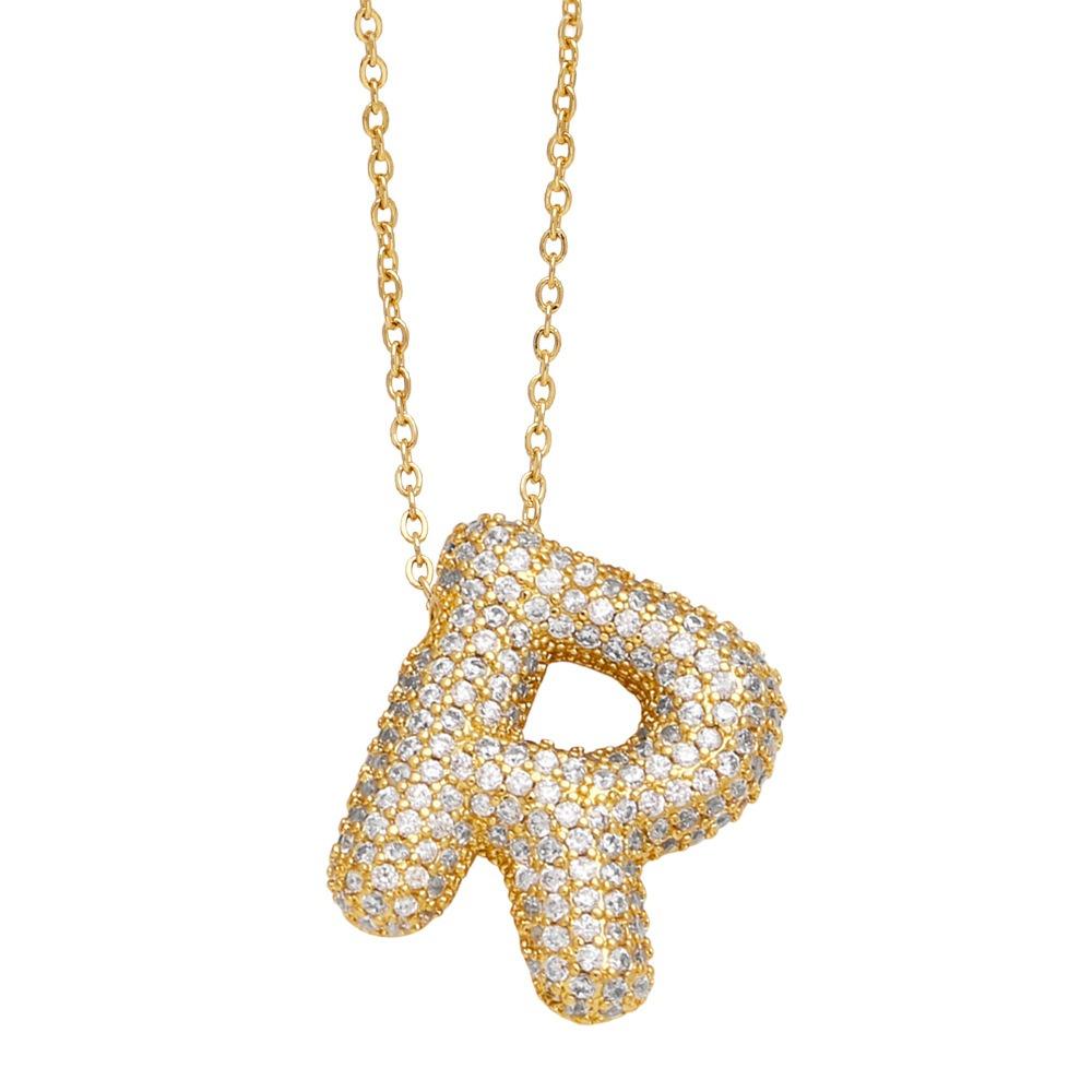 Alphabet 26 Letters Necklace Gold Color Women Sweater Chain Simple A-Z Letter Clavicle Chain  Daily