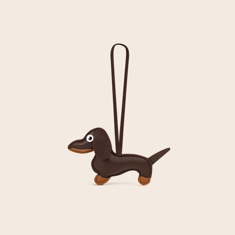Pu Charming Plush Leather Dachshund Dog Keychain Cute Gift Accessory Bags For