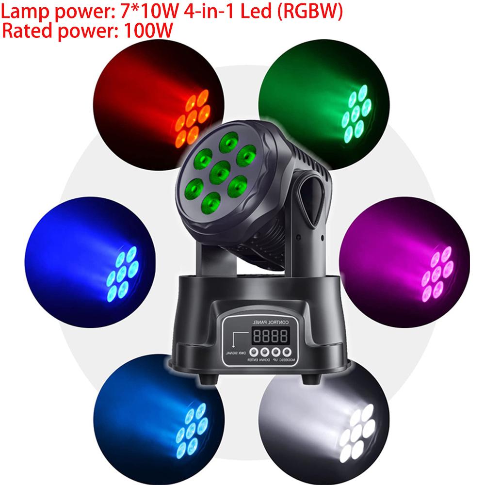 1/4PCS Moving Head Stage Lights 7x10W RGB Disco DMX Laser Bar Party Dance Birthday Wedding Christma Effect Lamp Sound Control