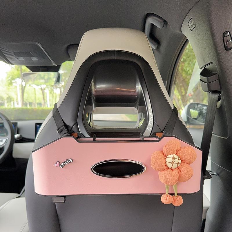 Aufbewahrungsbox für die Rücksitzlehne mit Taschentuchhalter & Getränkehalter - Multifunktionaler Organizer