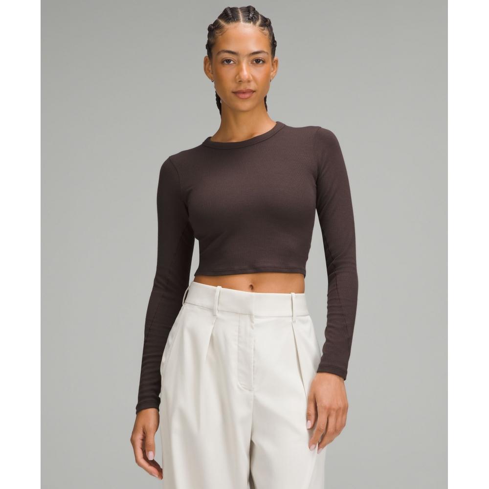 

Lululemon Hold Tight Straight Hem Cropped Long Sleeve Shirt Espresso 8