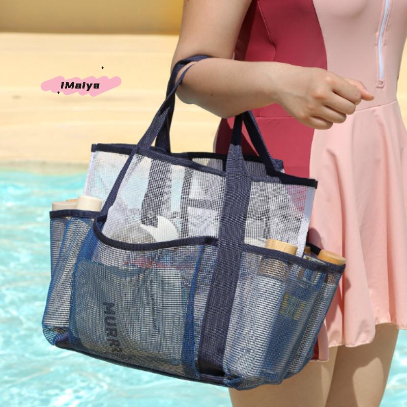 M-Handtasche Große Kapazität Reise Badeanzug Aufbewahrungs-Organizer Tragbare Tote Schwimm-Netz-Urlaubs-Aufbewahrungstasche Neue Sporttasche