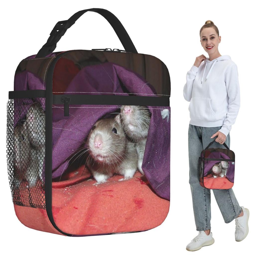Hidden Rats Insulated Lunch Bag for Women Office Cooler Thermal Food Box Tote Leakproof Lunch Boxes Container
